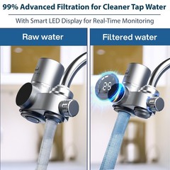 AQUSOFT Faucet Mount Water Filter LED Tap Purifier w/ 2.0 Filter Element