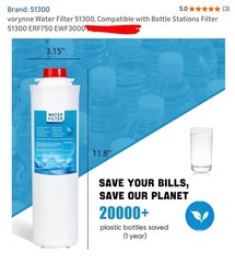 vorynne Water Filter 51300, Compatible with Bottle Stations Filter