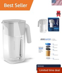 IAPMO Certified 64 oz ZeroWater Pitcher – 5-Stage Filtration & Ergonomic Handle