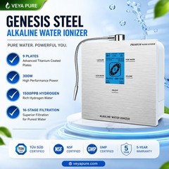Alkaline Water Ionizer 9 Plate 300W 76 pH Levels LCD 1500PPB Hydrogen 16 Stage