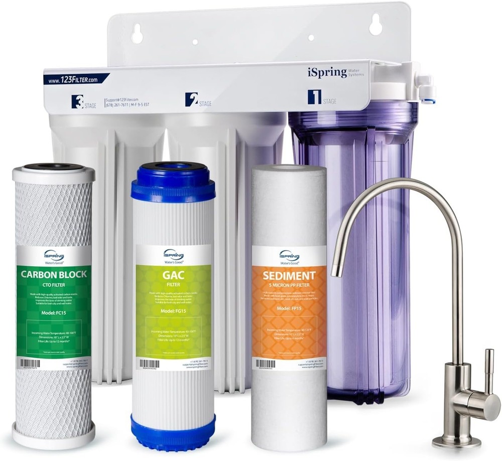 iSpring US31, 3 Stage Filtration for Drinking Water Brushed Nickel Faucet