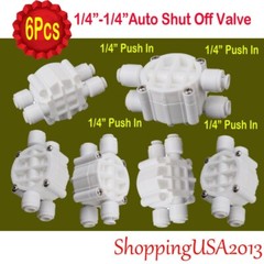 6 Pc Auto Shut Off Valve 1/4-1/4″ Quick Connect Push In Under-sink Water Filter
