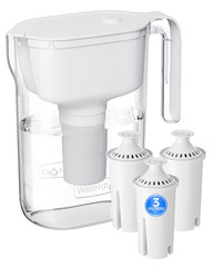 Waterdrop PT-11W 7-Cup Water Filter Pitcher with 3 Replacement Filters, Can Work