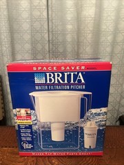 Brita White 6 Cup Space Saver Water Filter Pitcher And 1 Standard Filter New