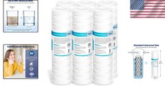 10 Micron String Wound Whole House Water Filter Cartridge 10×2.5 Inch 6 Pack