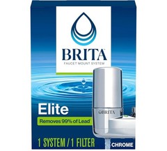Brita Faucet Mount Water Filter System, Chrome, No-Wait Filtration, Easy Install