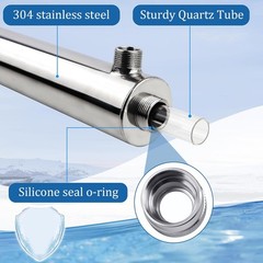 Whole House UV Water Filter System 12 GPM, 55W UV Sterilizer, 3/4″ MNPT, 110V