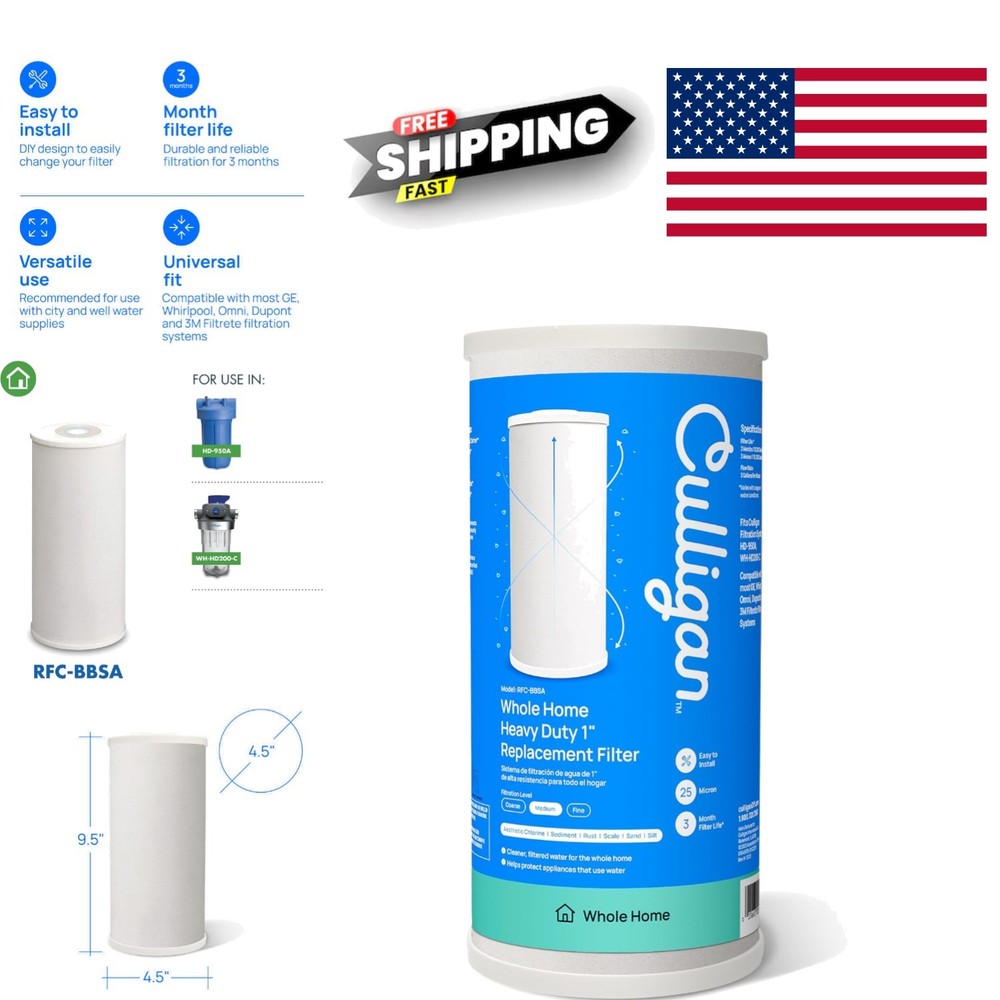 Efficient Water Filter Replacement 10 Inch x 4.5 Inch Reduces Scale and Dirt