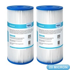 2 Pack 20 Micron 10″ x 4.5″ Washable Pleated Sediment Water Filter Replacement