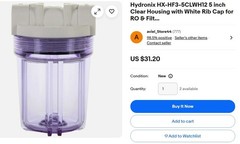 New HX-HF3-5CLWH12 5″ with IN and OUT fittings for RO Water & Filtrat System