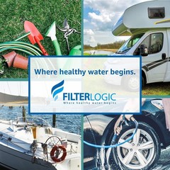 Filterlogic RV Inline Water Filter Reduces Chlorine 2 Pack with 1 Hose Protector