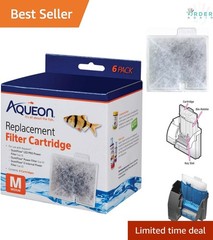 Replacement Filter Cartridges Medium 6 Pack Activated Carbon Aquarium Filters