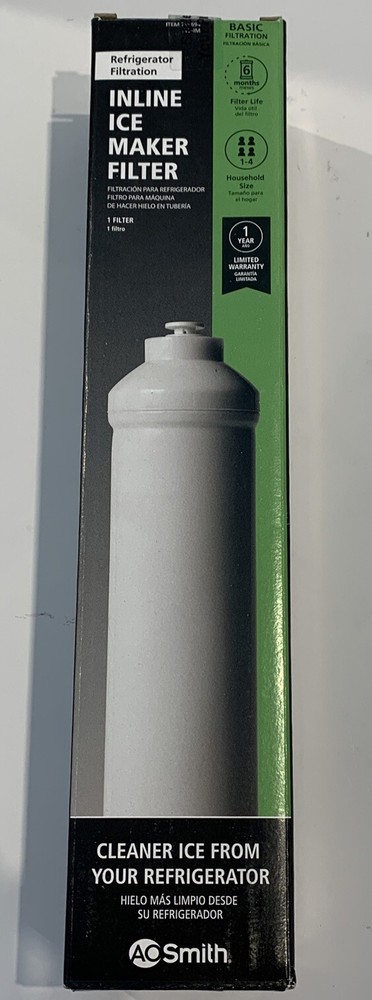 AO Smith Inline Ice Maker Filter Push-In Fitting 2” X 10”; Model #: AO-IM