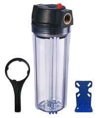 Geekpure 10-Inch Whole House Clear Filter Housing – 3/4″ NPT Brass Port-Fit for