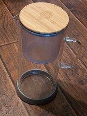 Glass Invigorated Water Recharge Pitcher Bamboo Lid Silicone Base Modern Used