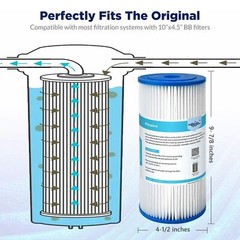 Clear Whole House Water Filter Housing System &2p 10″ x 4.5″ PP Pleated Sediment