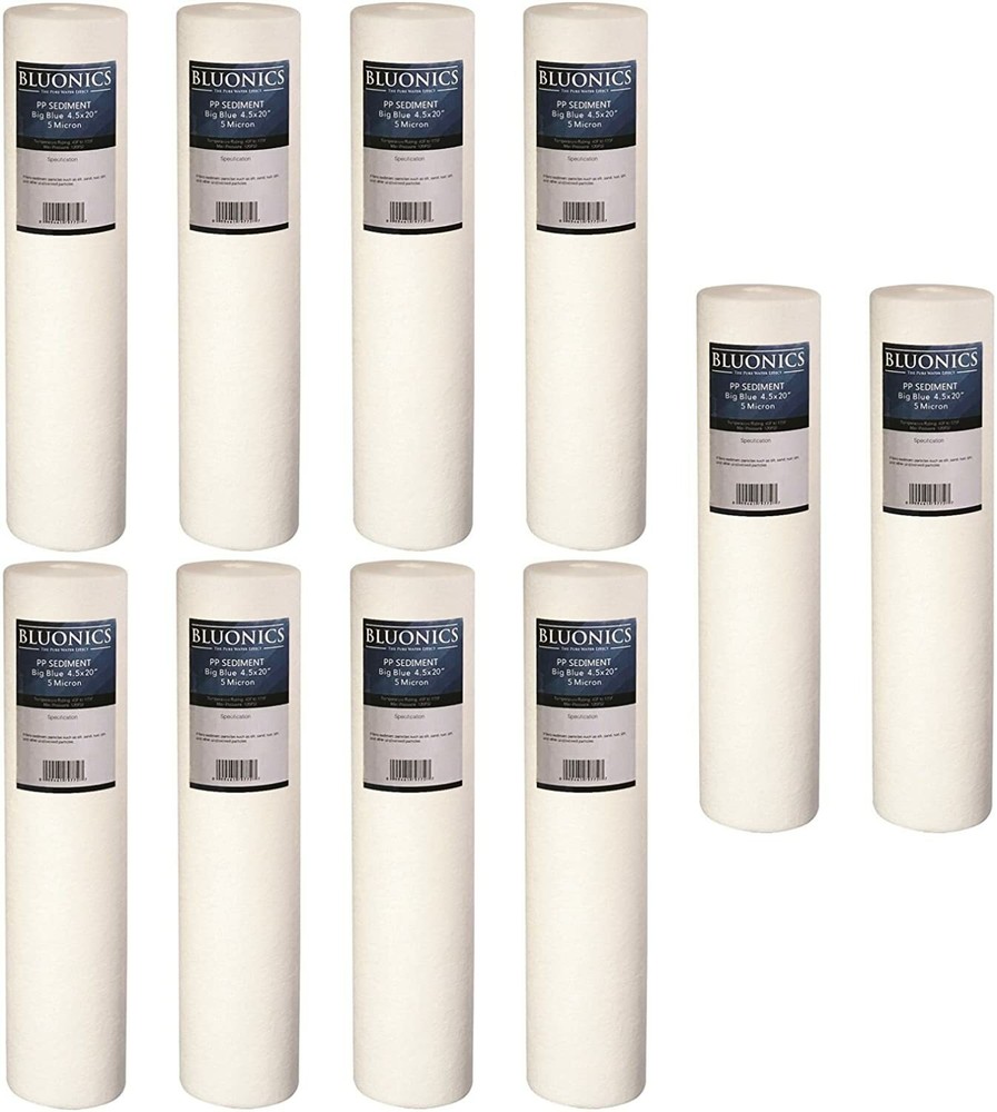Bluonics 10 Pack 4.5×20″ Sediment Water Filters 5 Micron Replacement Cartridges