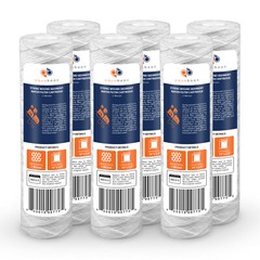 6-Pack of 1 Micron Wound String Sediment Water Filter Cartridges 10″x2,5″ for RO