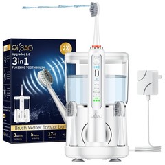 OILSAO Electric Toothbrush with Water Flosser 1 Count (Pack of 1), White