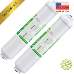10″ Inline Water Filter with 1/4″ Quick Connect Fittings, 2-Pack