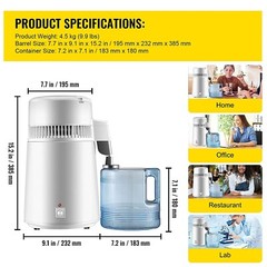 Maquina Destilador 750W 4 Litros De Agua Para Casa Acero Inoxidable Purificador