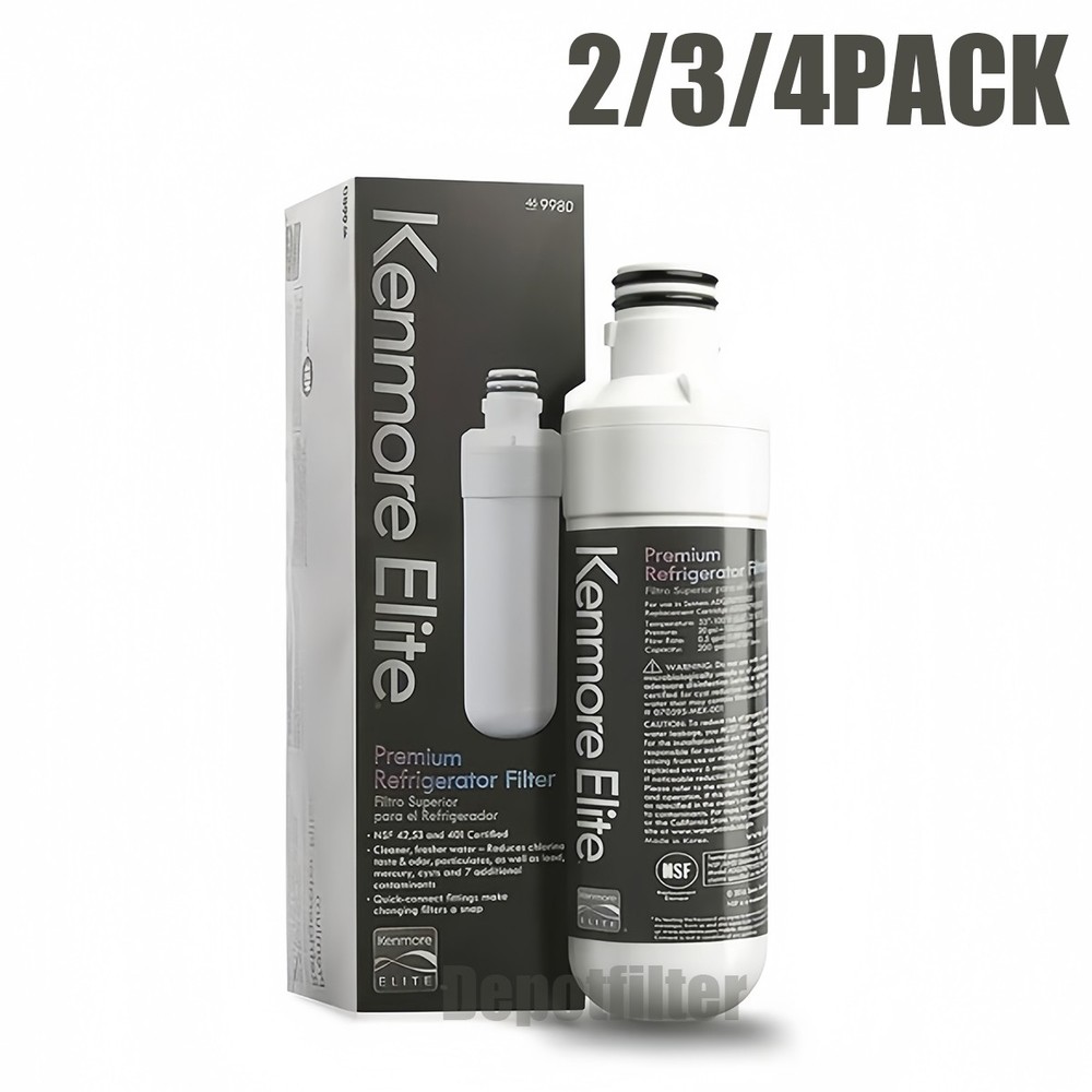 4 Pack Replacement Kenmore Elite 9980 469980 46-9980 Refrigerator Water Filter