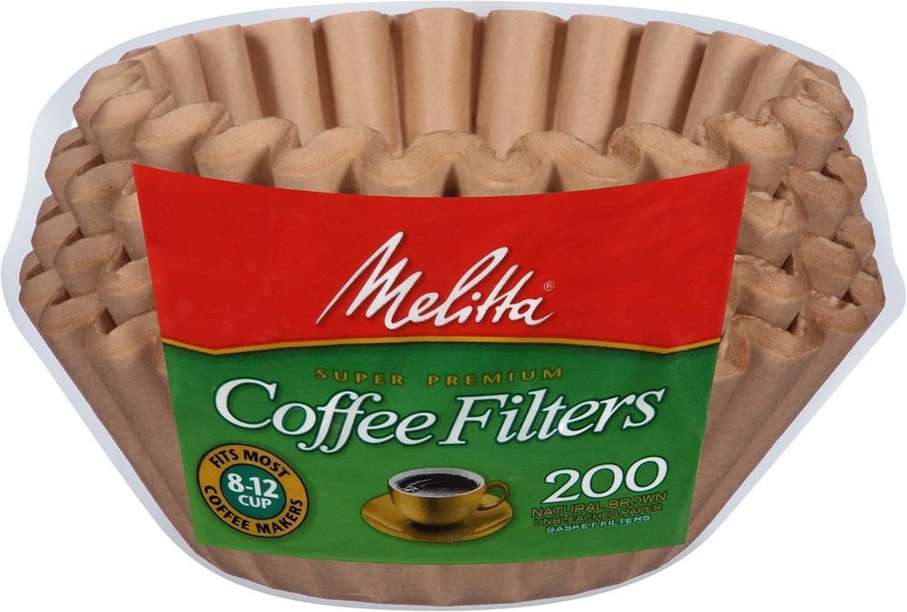Melitta 8-12 Cup Basket Coffee Filters, Unbleached Natural Brown, 200 Count