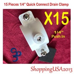 15 X Drain Clamp 1/4″ Quick Connect Push In Water Filter RO Reverse Osmosis