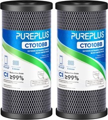 2x PUREPLUS 5 Micron 10″ x 4.5″ Whole House CTO Coconut Shell Filter # CTO10BB