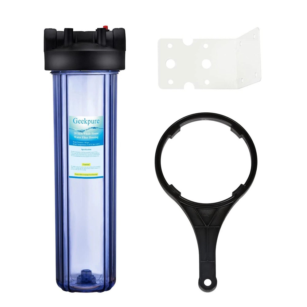 Geekpure 20 Inch Whole House Water Filter Housing 1″NPT Fit 4.5″ x 20″ Filters