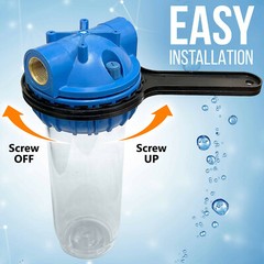 10″ Clear Standard Whole House Water Filter System 4 Sediment 50 Micron Filters