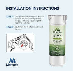 2-pack Marriotto MR9-N Refrigerator Water Filter for GE XWFE / XWF Built-in CHIP