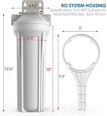 4 Pack 10″ x 2.5″ Whole House Water Filter Housing System 3/4″ NPT for Home & RV