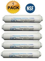 5 x Inline Water Filter Coconut Shell GAC Cartridge Post Carbon Filter RO ICE