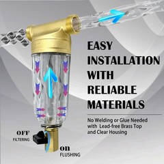 60μm Reusable Whole House Spin Down Water Filter to Remove Sediment Sand 3/4″ US
