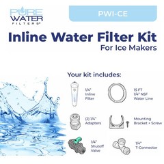 Inline Water Filter Kit for Ice Makers with 1/4″ Tubing and a T-Connector