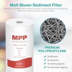 Sediment Water Filters, 5 Micron Whole House 4 Count (Pack of 1) 10″ x 4.5″
