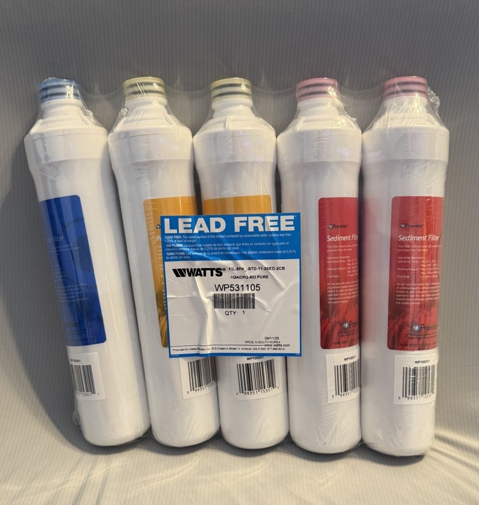 WATTS Premier 5-Pack R/O Reverse Osmosis Filter Set – Factory Sealed WP531105