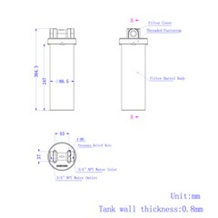 SS Water Filter Housing Water Filtration System Housing for 10″ Filter 3/4″NPT