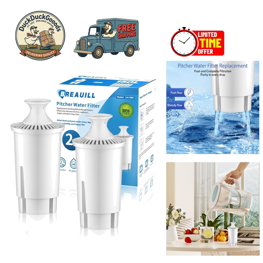 High Flow 2-Pack Water Pitcher Filters – Certified to Reduce Chlorine & Odor