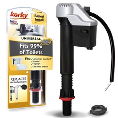 Korky QuietFILL Platinum Toilet Fill Universal to Fit 99% of Toilets, Black