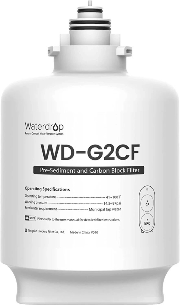 Waterdrop WD-G2CF Filter, 12-month Lifetime, Used for Reverse Osmosis System