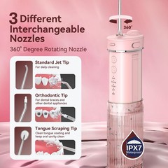 Portable Mini Water Dental Flosser for Teeth Cleaning Pick,Travel Oral Pink