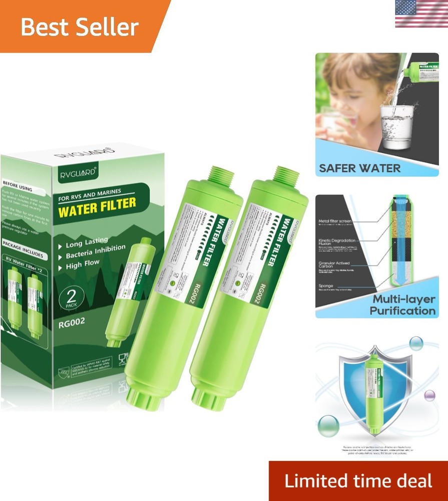 Inline Water Filter for RV & Marine – 2 Pack, Safe Drinking Water