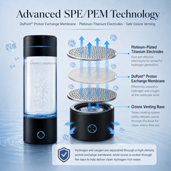 Portable Hydrogen Water Bottle 3000~5000ppb 290ml – SPE PEM Technology 2025 NEW!