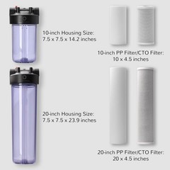Airthereal 20-Inches Whole House Water Filter Housing 20″x4.5″ Sediment (1754)