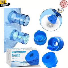 MYLOLF 3 & 5 Gallon Water Jug Cap, 3 Pack Reusable Food Grade Silicone Blue