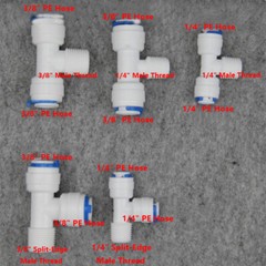 RO Quick Pipe Fitting T Type Tee 1/4″ 3/8″ Hose Connect 1/4″ 3/8″ BSP Male Joint