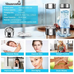 Portable Hydrogen Water Ionizer – Rechargeable 420ml Hydration Bottle for Health