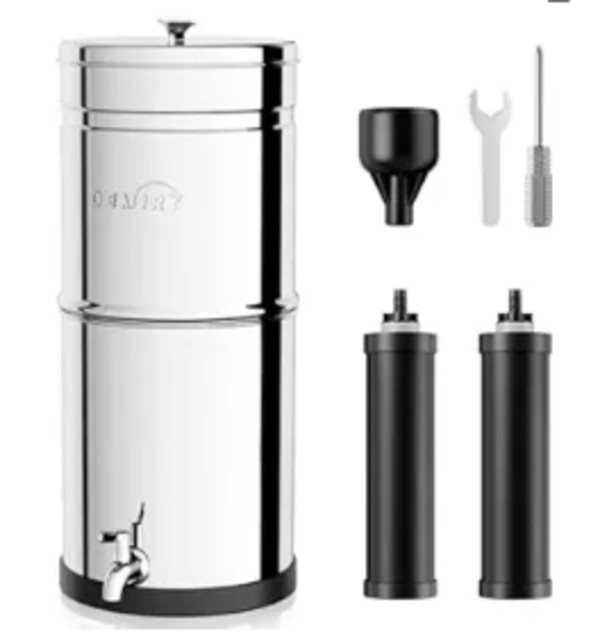 Gravity Water Filter System, 2.25G Stainless Steel Countertop System Water Purif